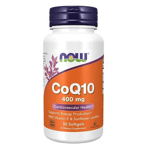 Q10 קו-אנזים 400 מ"ג עם ויטמין E ולציטין חמניות 30 כמוסות - מבית NOW FOODS