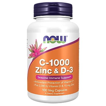 אבץ ויטמין C-1000 ו-D-3 תכולה 100 כמוסות - מבית NOW FOODS