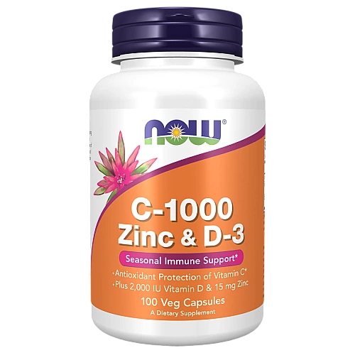 אבץ ויטמין C-1000 ו-D-3 תכולה 100 כמוסות - מבית NOW FOODS