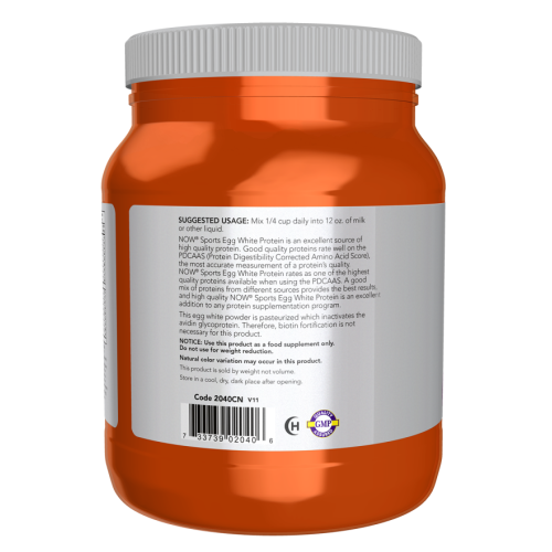 אבקת חלבון ביצה עם BCAA ללא טעם 544 גרם  - מבית NOW FOODS