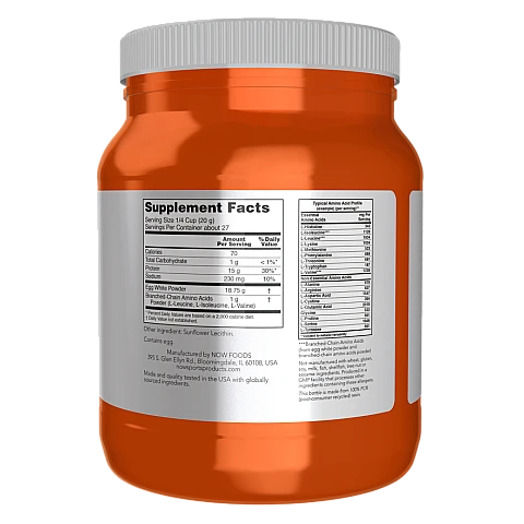 אבקת חלבון ביצה עם BCAA ללא טעם 544 גרם - מבית NOW FOODS אבקת חלבון ביצה עם BCAA ללא טעם 544 גרם - מבית NOW FOODS