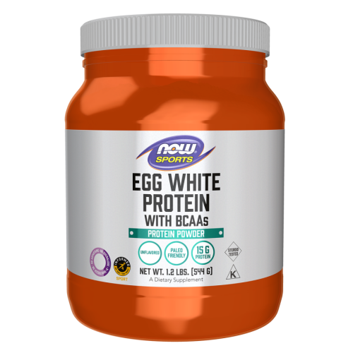 אבקת חלבון ביצה עם BCAA ללא טעם 544 גרם  - מבית NOW FOODS