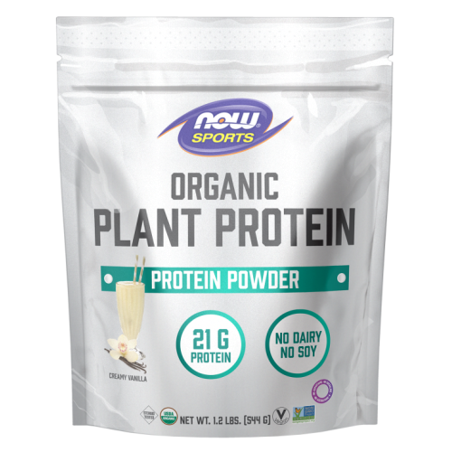 אבקת חלבון צמחי אורגני וניל קרמי 554 גרם - מבית NOW FOODS