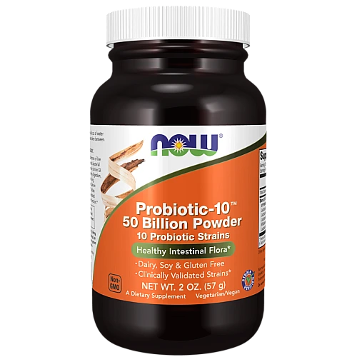 אבקת פרוביוטיקה 10 מכין 50 מיליארד ל-1 גרם - תכולה 57 גרם - מבית NOW FOODS