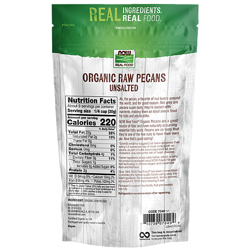 אגוזי פקאנים גולמיים אורגני ללא מלח 284 גרם - מבית NOW FOODS