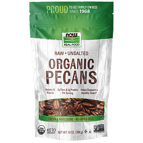 אגוזי פקאנים גולמיים אורגני ללא מלח 284 גרם - מבית NOW FOODS