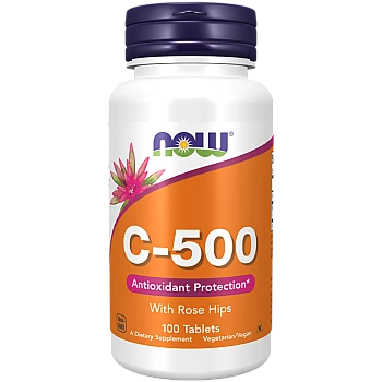 ויטמין C-500 עם ורד הבר 100 טבליות  - מבית NOW FOODS