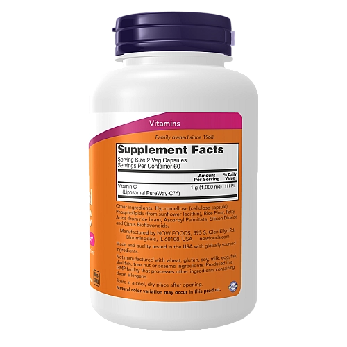 ויטמין C ליפוזומלי 120 כמוסות - מבית NOW FOODS