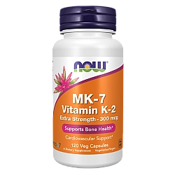 ויטמין (K2 (MK-7 קיי2 - 300 מק"ג - תכולה 120 כמוסות - מבית NOW FOODS