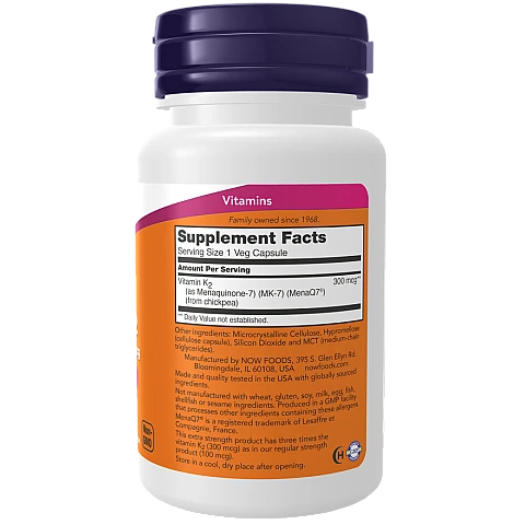 ויטמין (K2 (MK-7 קיי2 - 300 מק"ג - תכולה 60 כמוסות מבית NOW FOODS