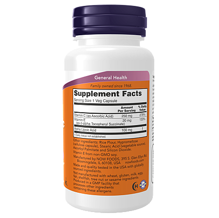 חומצה אלפא ליפואית 100 מ"ג 60 כמוסות - מבית NOW FOODS