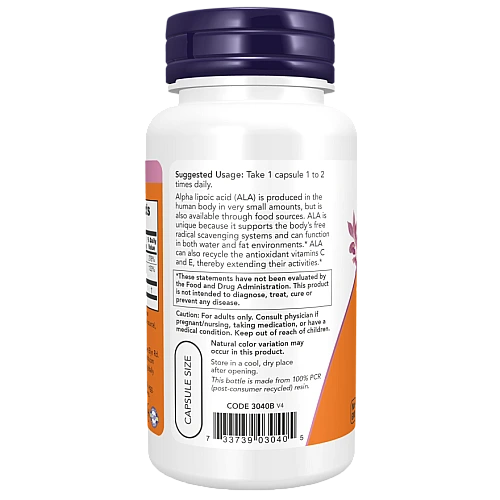 חומצה אלפא ליפואית 100 מ"ג 60 כמוסות - מבית NOW FOODS