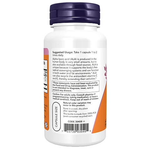חומצה אלפא ליפואית 100 מ"ג 60 כמוסות - מבית NOW FOODS חומצה אלפא ליפואית 100 מ"ג 60 כמוסות - מבית NOW FOODS