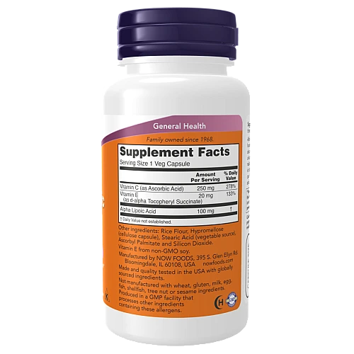 חומצה אלפא ליפואית 100 מ"ג 60 כמוסות - מבית NOW FOODS