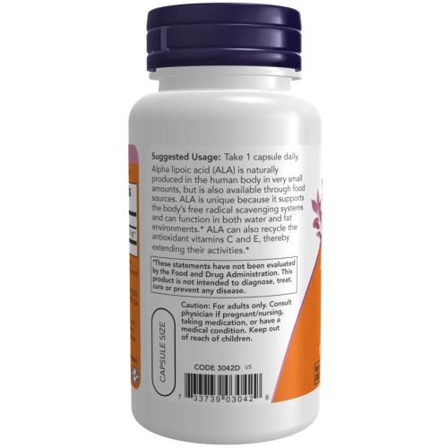 חומצה אלפא ליפואית 250 מ"ג - 60 כמוסות - מבית NOW FOODS