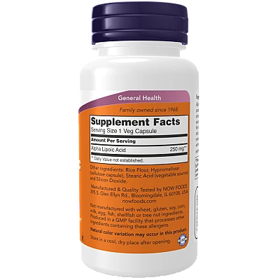 חומצה אלפא ליפואית 250 מ"ג - 60 כמוסות - מבית NOW FOODS