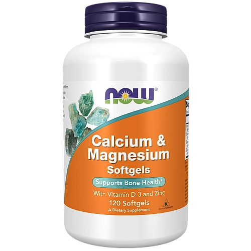 סידן ומגנזיום בתוספת ויטמין D3 ואבץ 120 כמוסות - מבית NOW FOODS