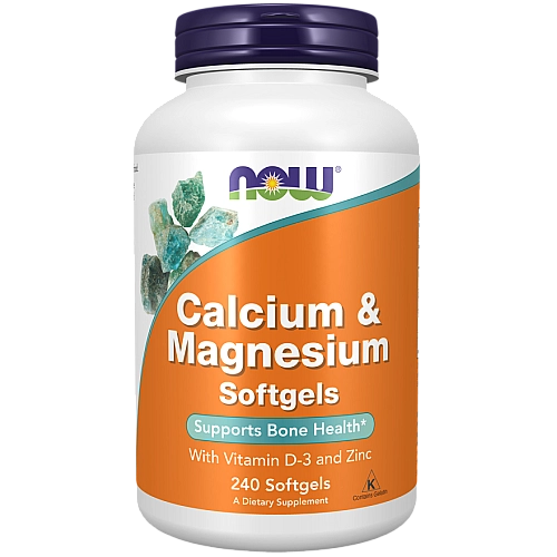 סידן ומגנזיום בתוספת ויטמין D3 ואבץ 240 כמוסות - מבית NOW FOODS