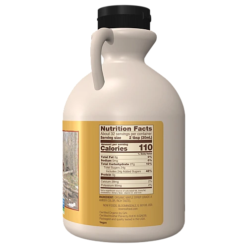 סירופ מייפל אורגני דרגה A צבע ענבר 946 מ"ל - מבית NOW FOODS