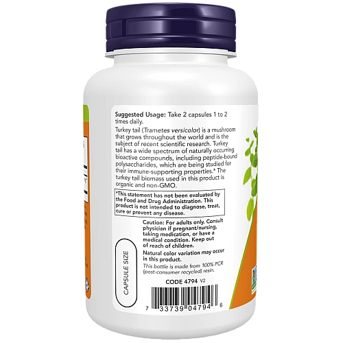 פטריית זנב תרנגול הודו 90 כמוסות - מבית NOW FOODS