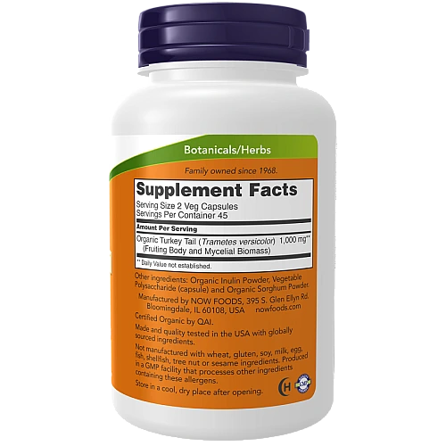 פטריית זנב תרנגול הודו 90 כמוסות - מבית NOW FOODS