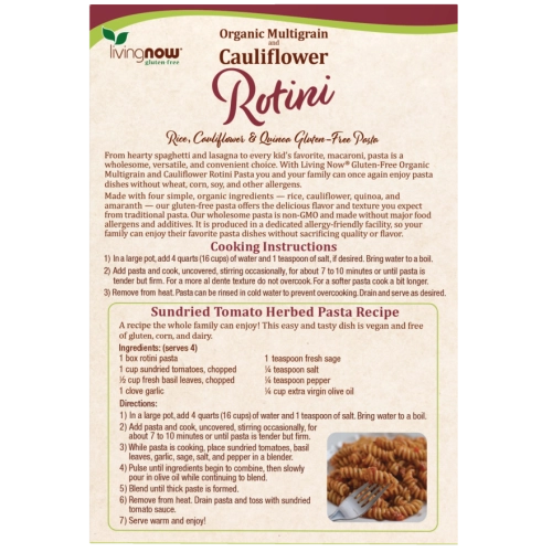 פסטה רוטיני כרובית ורב דגנים אורגני ללא גלוטן 227 גרם - מבית NOW FOODS