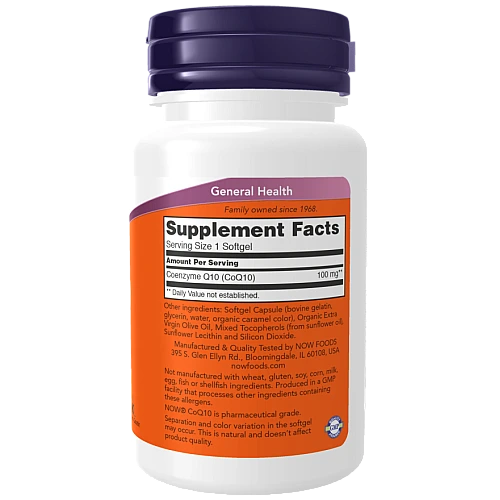 קו-אנזים Q10 מכיל 100 מ"ג 50 כמוסות - מבית NOW FOODS