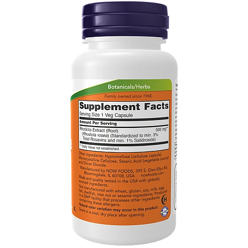 רודיולה 500 מ"ג 60 כמוסות - מבית NOW FOODS