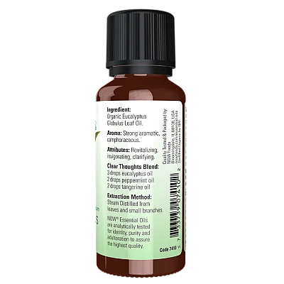 שמן אתרי אקליפטוס אורגני 30 מ"ל - מבית NOW FOODS