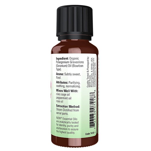 שמן אתרי גרניום אורגני 30 מ"ל - מבית NOW FOODS