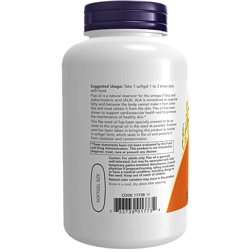 שמן פשתן טבעוני 1,000 מ"ג 120 כמוסות - מבית NOW FOODS