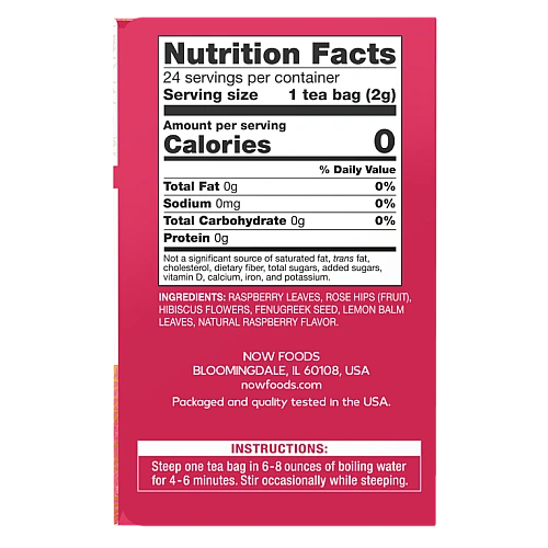 תה Wellness בטעם פטל אדום נטול קפאין 24 שקיקי תה - מבית NOW FOODS