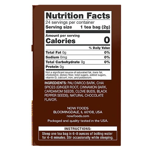 תה צמחים פאו ד'ארקו נטול קפאין 24 שקיקי תה - מבית NOW FOODS