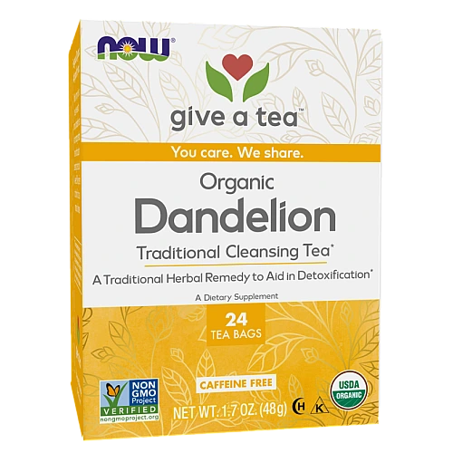 תה שן הארי אורגני לניקוי מסורתי נטול קפאין 24 שקיקי תה - מבית NOW FOODS