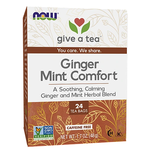 תערובת צמחית מרגיעה ג'ינג'ר ומנטה נטול קפאין 24 שקיקי תה - מבית NOW FOODS