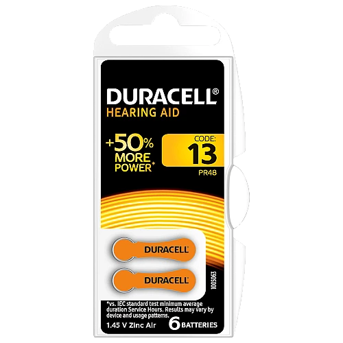 דורסל סוללות למכשירי שמיעה 13 - 6 יחידות - מבית Duracell