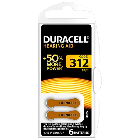 דורסל סוללות למכשירי שמיעה 312 - 6 יחידות - מבית Duracell