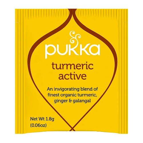 פוקה תה כורכום אורגני פעיל ללא קפאין 20 שקיות תה צמחים - מבית Pukka Herbs