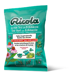 סוכריות ריקולה ללא סוכר בטעם תה ירוק עם אכינצאהה 19 כוכריות - מבית Ricola