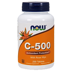 ויטמין C 500 פרי ורד הבר - 250 כמוסות - מבית NOW FOODS