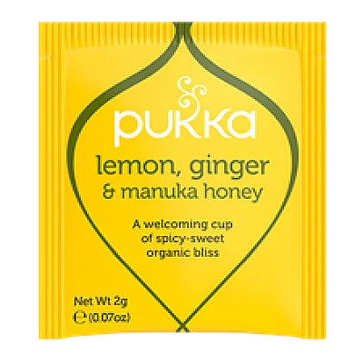 פוקה חליטות תה צמחים לימון ג'ינג'ר ודבש מנוקה 20 שקיקים - מבית Pukka Herbs