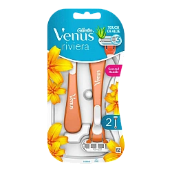 ונוס ריביירה סכיני גילוח חד פעמיים עם אלוורה לנשים 2 יחידות - מבית Gillette