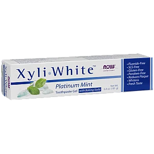 XyliWhite משחת שיניים מלבינה טבעית צמחונית פלטינה מנטה 181 גרם - מבית NOW FOODS