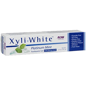 XyliWhite משחת שיניים מלבינה טבעית צמחונית פלטינה מנטה 181 גרם - מבית NOW FOODS