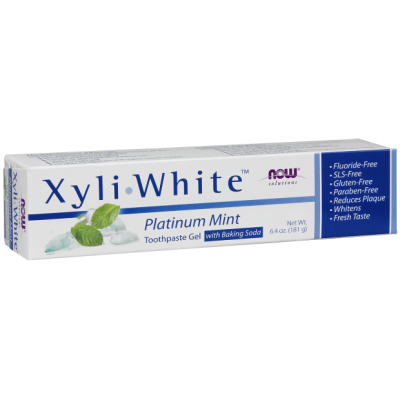 XyliWhite משחת שיניים מלבינה טבעית צמחונית פלטינה מנטה 181 גרם - מבית NOW FOODS