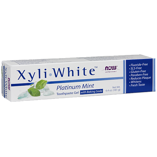 XyliWhite משחת שיניים מלבינה טבעית צמחונית פלטינה מנטה 181 גרם - מבית NOW FOODS