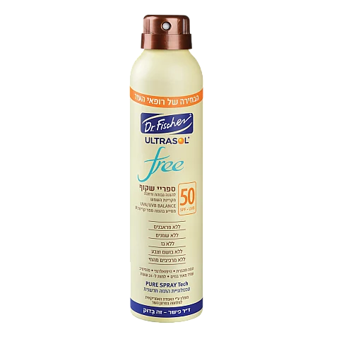 אולטרסול FREE ספריי רציף שקוף SPF50 ללא שמנים 200 מ"ל - מבית Dr. Fischer