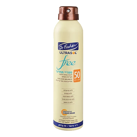 אולטרסול FREE ספריי רציף תחליבי SPF50 ללא שמנים 200 מ"ל - מבית Dr. Fischer