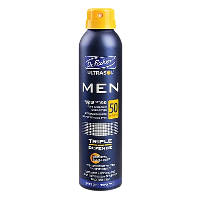 אולטרסול MEN ספריי רציף שקוף SPF50 הגנה גבוהה לגבר 200 מ"ל - מבית Dr. Fischer