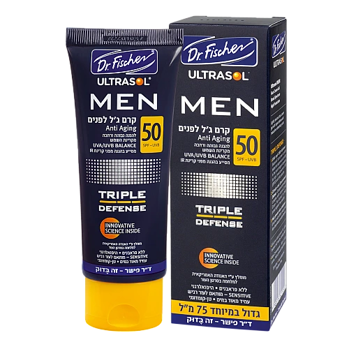 אולטרסול MEN קרם ג'ל לפנים SPF50 הגנה גבוהה לגבר 75 מ"ל - מבית Dr. Fischer